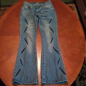 Women's Blue Flared Jeans - Size: 3/4   (1084)